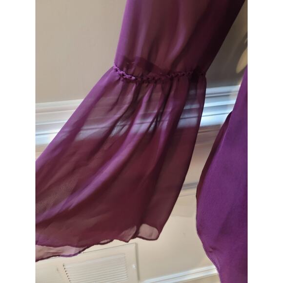 Stylus Top Women’s Size Medium Purple 100% Polyester Peplum Hem Bell Sleeves - Picture 3 of 11